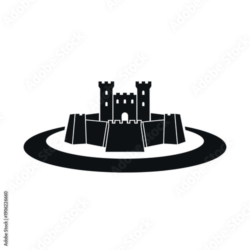 Ancient Castle Fortress with Towers and Walls.