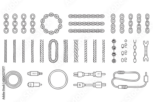 Wire loop and link vector set isolated on background