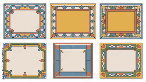 Retro poster frame collection, art deco style borders, invitation labels, certificate layouts, anniversary event cards, printable stationery templates vector