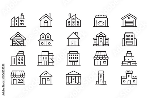 Real estate minimalist pictograms collection