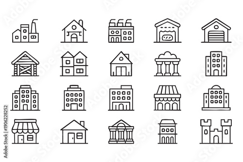 Commercial and public building thin stroke graphics