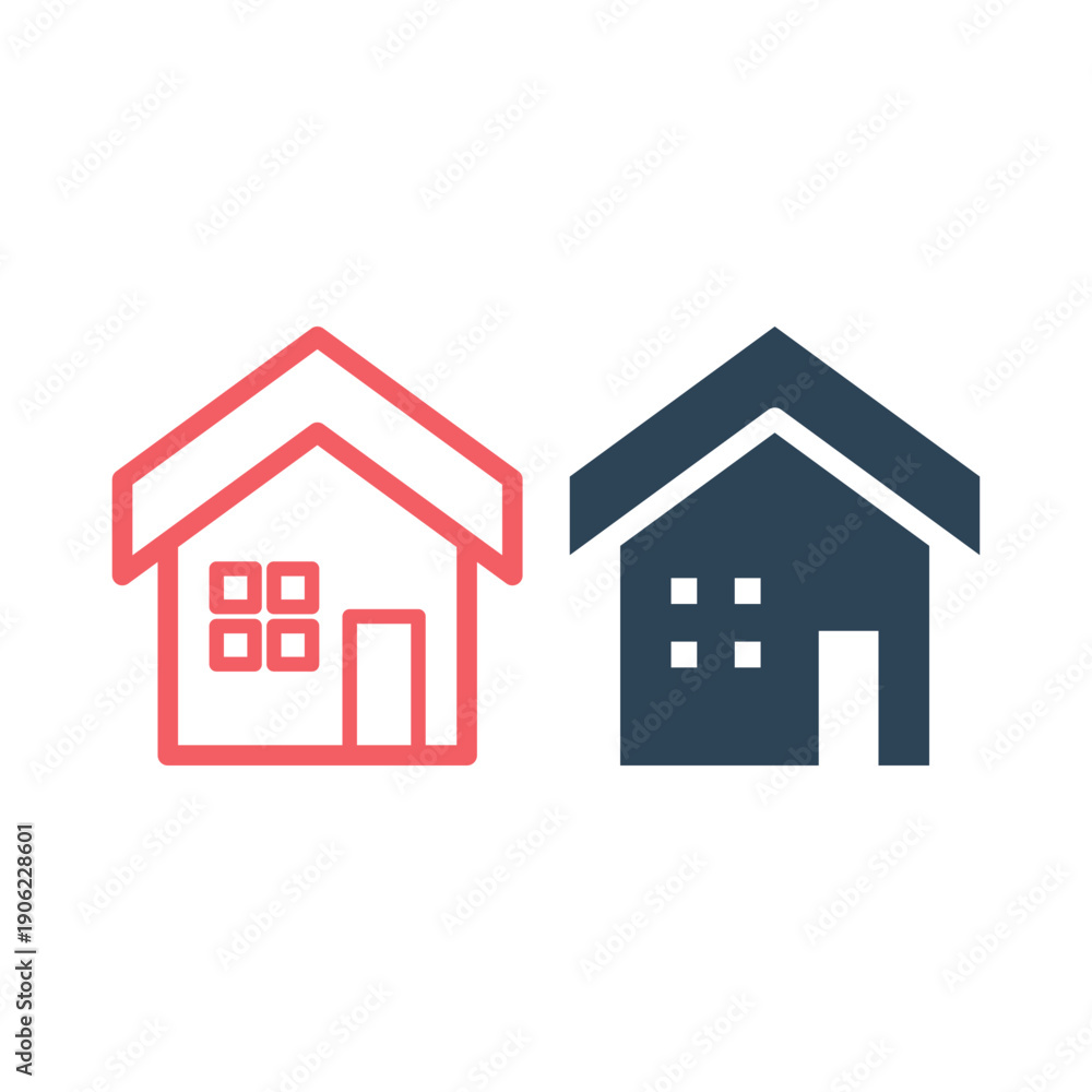 Fototapeta premium Home icons set. Minimal home web homepage symbol vector website sign.