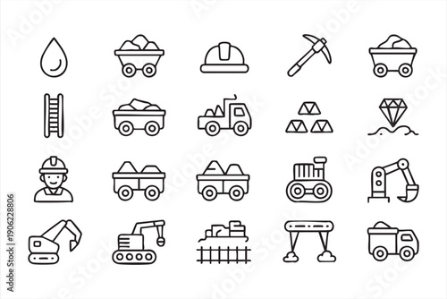 Geology and resource thin stroke graphics bundle