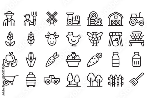 Harvest and market vector set isolated on background