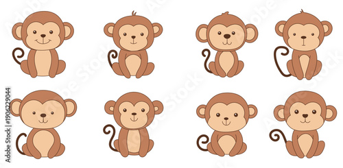  cute monkey clipart design illustration