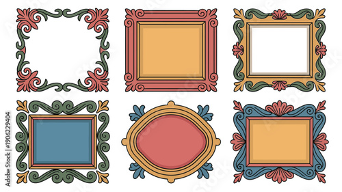 Baroque decorative frame collection, oval and rectangle labels, classic invitation borders, wedding stationery, anniversary certificate, elegant vintage vector set