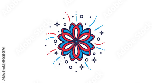 Vibrant red and blue festive explosion celebrating independence day or a joyous occasion with