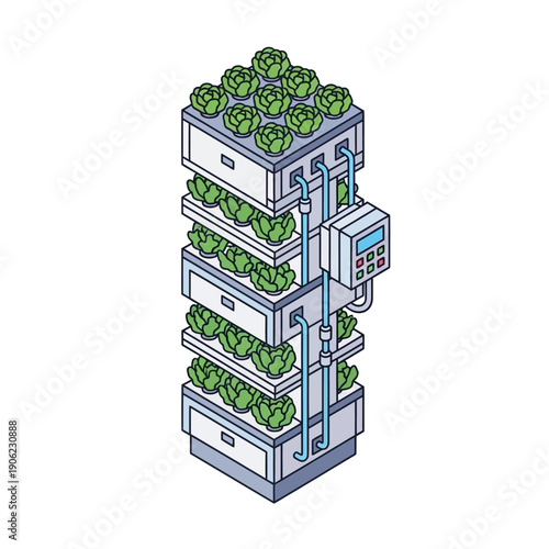 Vertical Farm with Multiple Layers of Crops and Automated System.