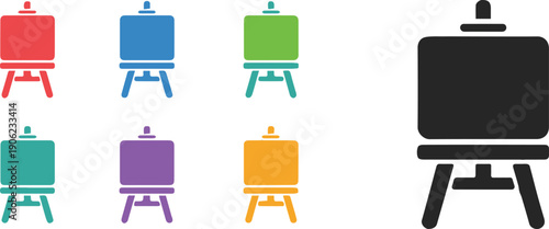easel canvas icon collection vector set for design