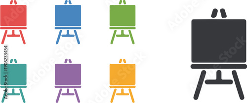 easel icon set colored easel icons vector illustration