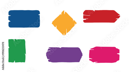 Brush colorful paint swatches in different shapes and sizes illustration
