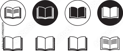 book open icon collection line page designs and symbols