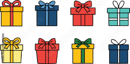 gift wrapping vector illustration set for sale and party