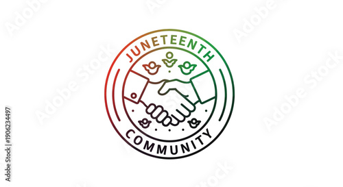 Juneteenth Community Unity Handshake Logo Design Representing Freedom and Solidarity and Heritage