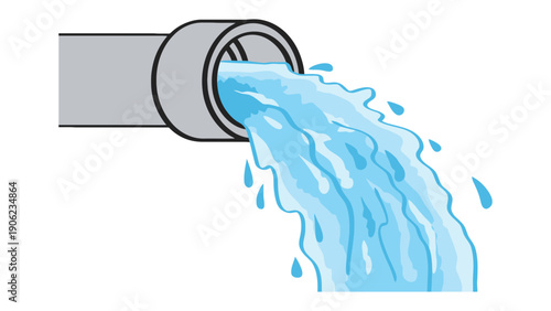 Water pipe vector illustration with flowing blue liquid