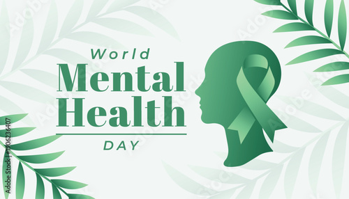 world mental health day awareness poster with human brain