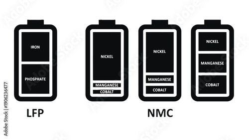 Diagrams illustrate different battery chemistries and their components.
