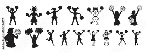 cheerleading silhouette silhouettes set 