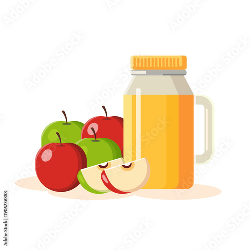 Fresh apple juice fruit healthy vector illustration