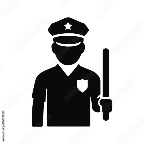 police officer vector icon silhouette