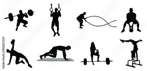 fitness gym silhouettes fitness exercise silhouettes
