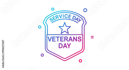Gradient outline Veterans Day shield emblem honoring military service and sacrifice vector graphic