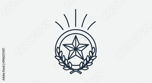 Hand-drawn star badge icon with radiating lines and leaves representing achievement and success