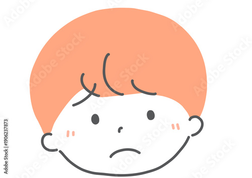 困った顔の子供　男の子　イラスト