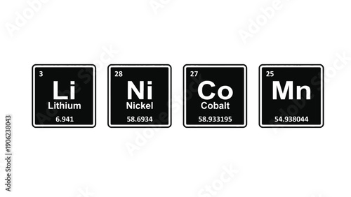Lithium chemical element vector icons with atomic number and mass
