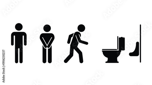 Black and white icons depicting restroom and shoe symbols for signage