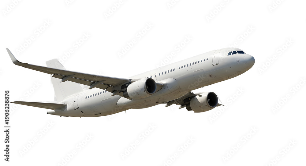 Obraz premium Airplane flying through clear sky.
