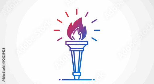 Vibrant gradient torch flame icon radiating light and energy on a clean white background