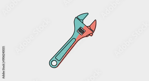 Adjustable wrench tool with colored handle illustration.