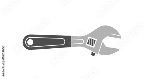 Adjustable wrench tool on white background.