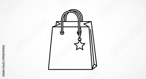 Shopping bag with star charm on handle symbolizing rewards or loyalty program
