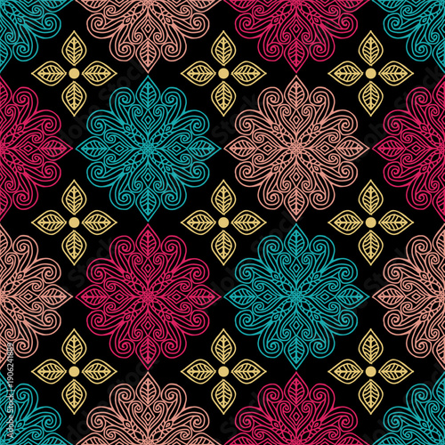 Seamless vector pattern withe ethnic ornament. Arabesque style
