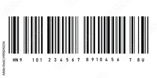 Black and white barcode icon on white background