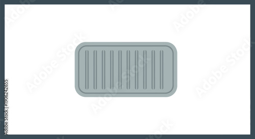 Gray rectangular grate icon on white background with dark border.