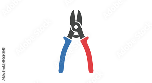 Colorful diagonal pliers isolated on white background.
