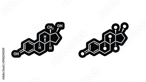Two chemical structures of steroid hormones are displayed side-by-side.
