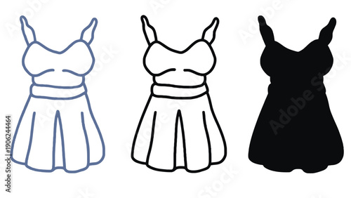 Dress vector illustrations in various colors and styles for fashion design