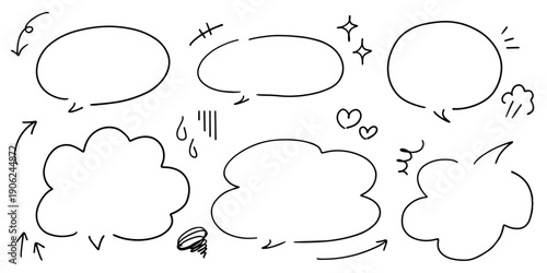 手書きの吹き出しと矢印・漫符のあしらいセット