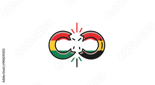 Symbolic representation of division and broken unity with pan-african colors