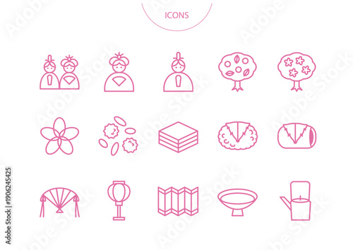 ひな祭り　アイコン ピクトグラム　ベクター イラスト　セット