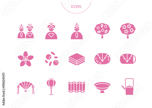 ひな祭り　アイコン ピクトグラム　ベクター イラスト　セット