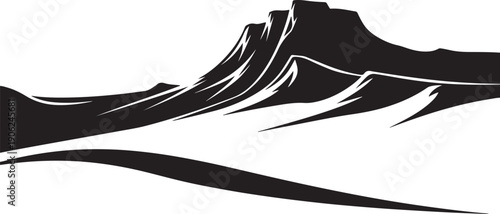 Black mountain range silhouette, landscape vector, abstract hills, scenic view