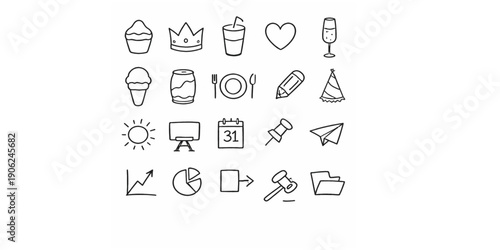 Hand drawn medical icon set for web design or health apps.  vector eps