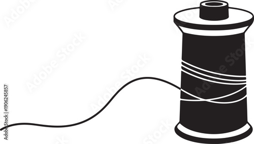 Spool of thread, sewing thread, black thread spool, vector icon