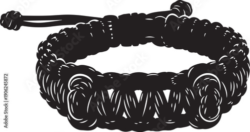 Black woven cord bracelet, macrame jewelry, knotted accessory, fashion design element