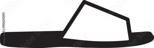 Black flip flop, sandals vector, beach footwear, summer icon